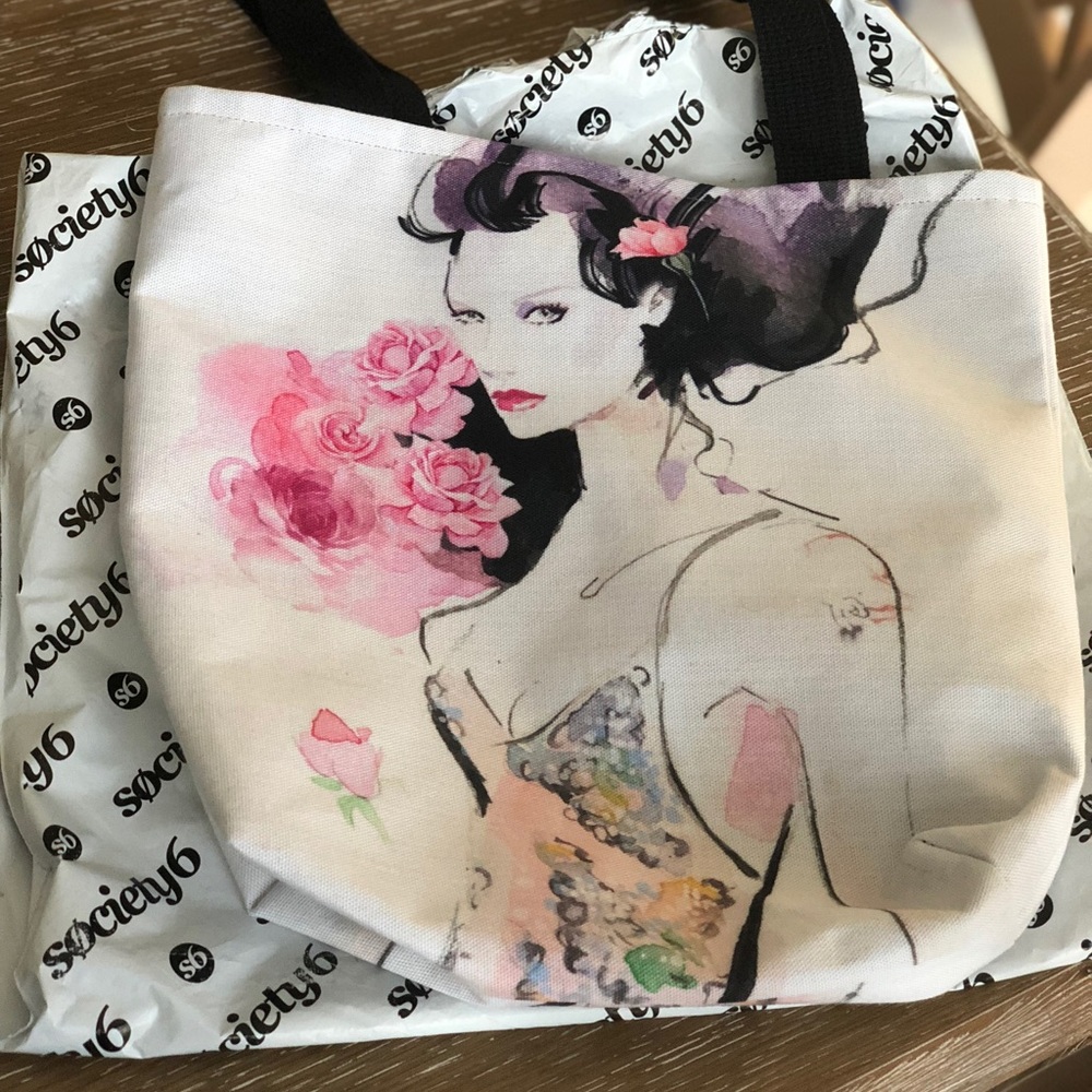 New Artisan Tote Bag - Woman with flower